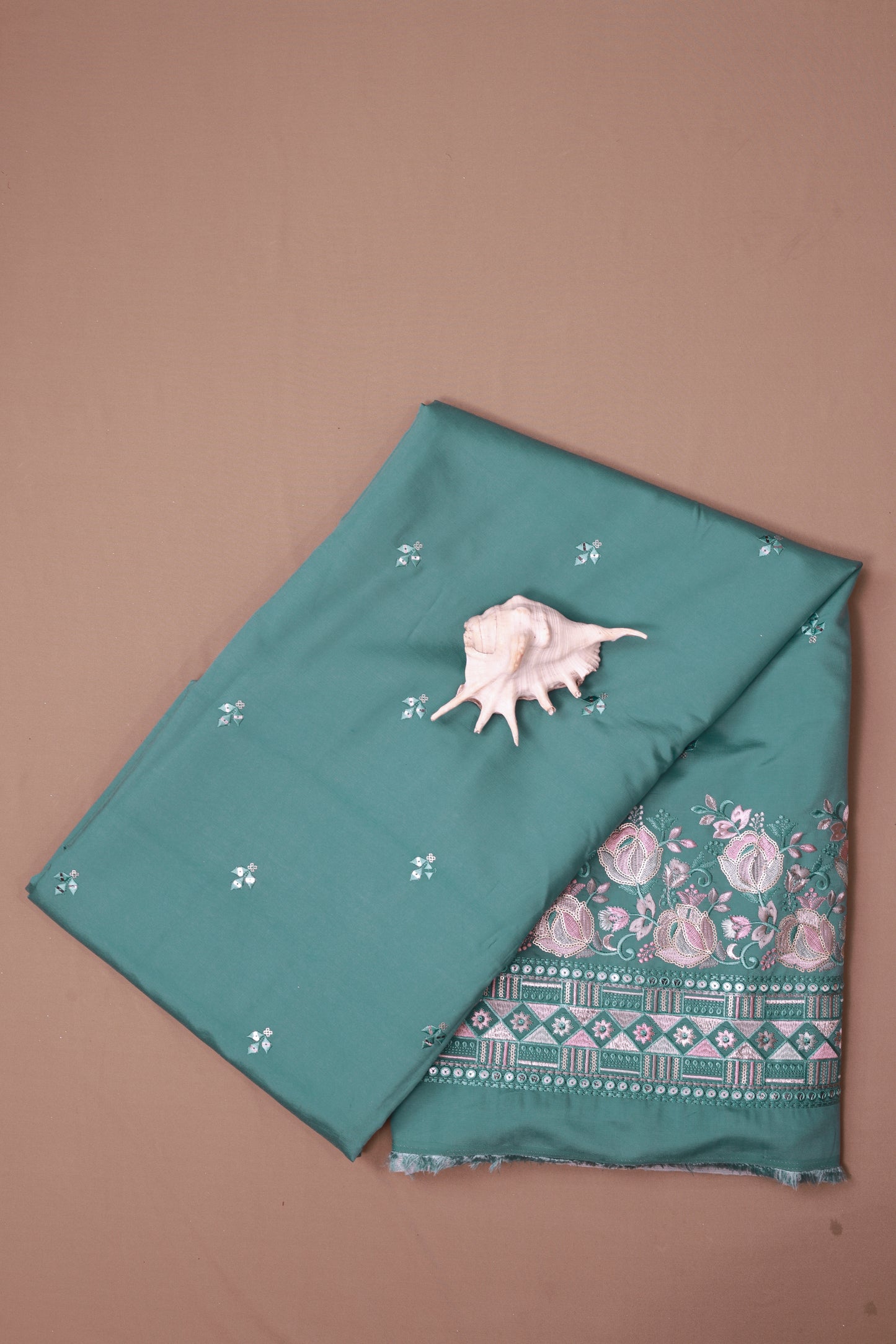 Embroidered Fabric with Floral Sequin Work