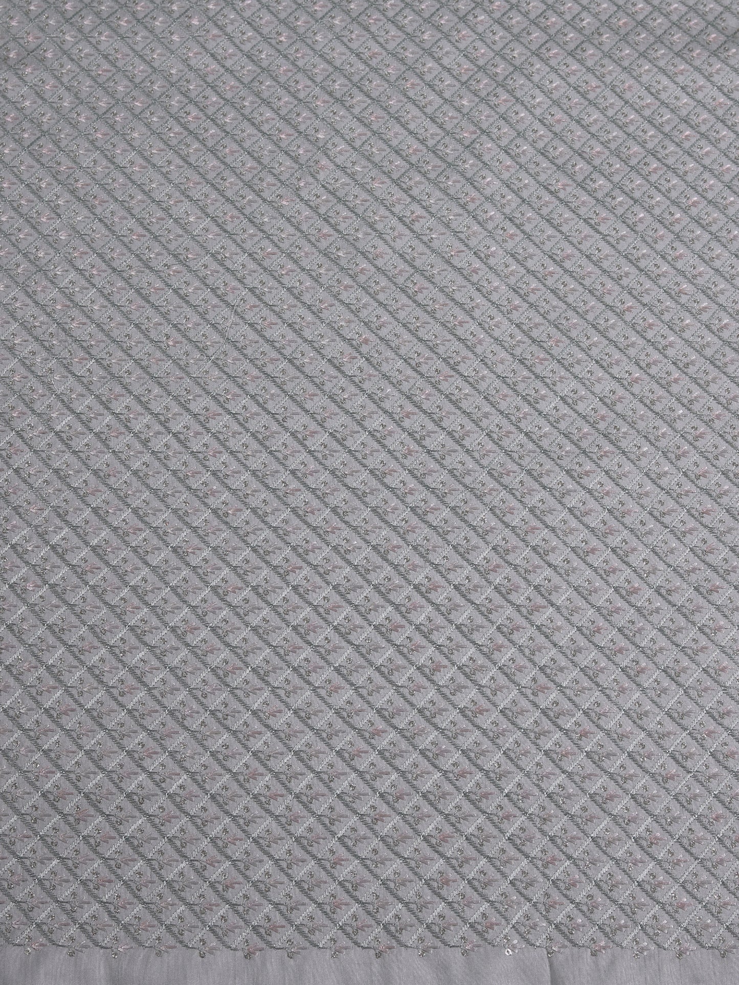 Gray Hexa Repeat Pattern On Silk
