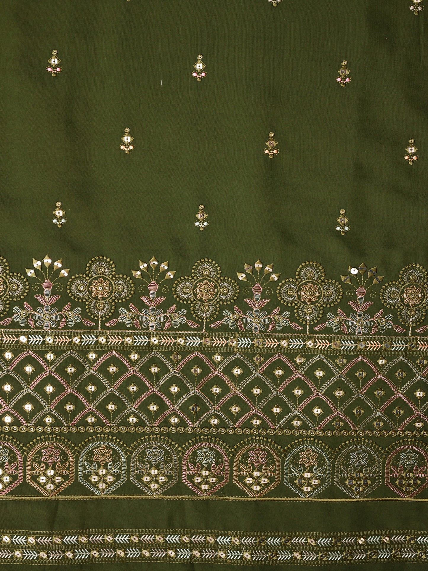 Embroidered Fabric with Sequin & Mirror Accents