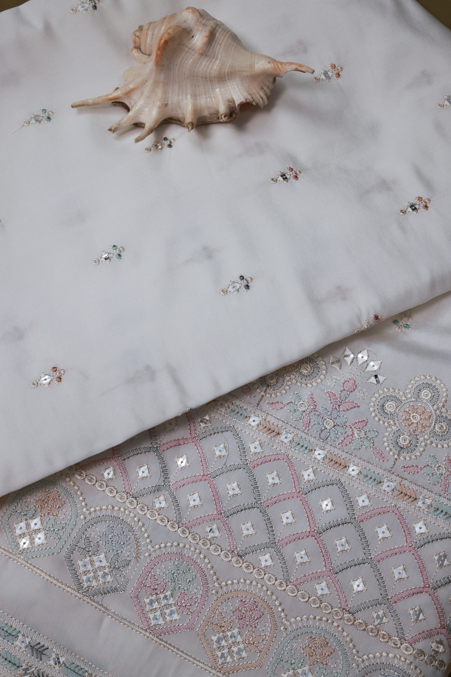 Embroidered Fabric with Sequin & Mirror Accents