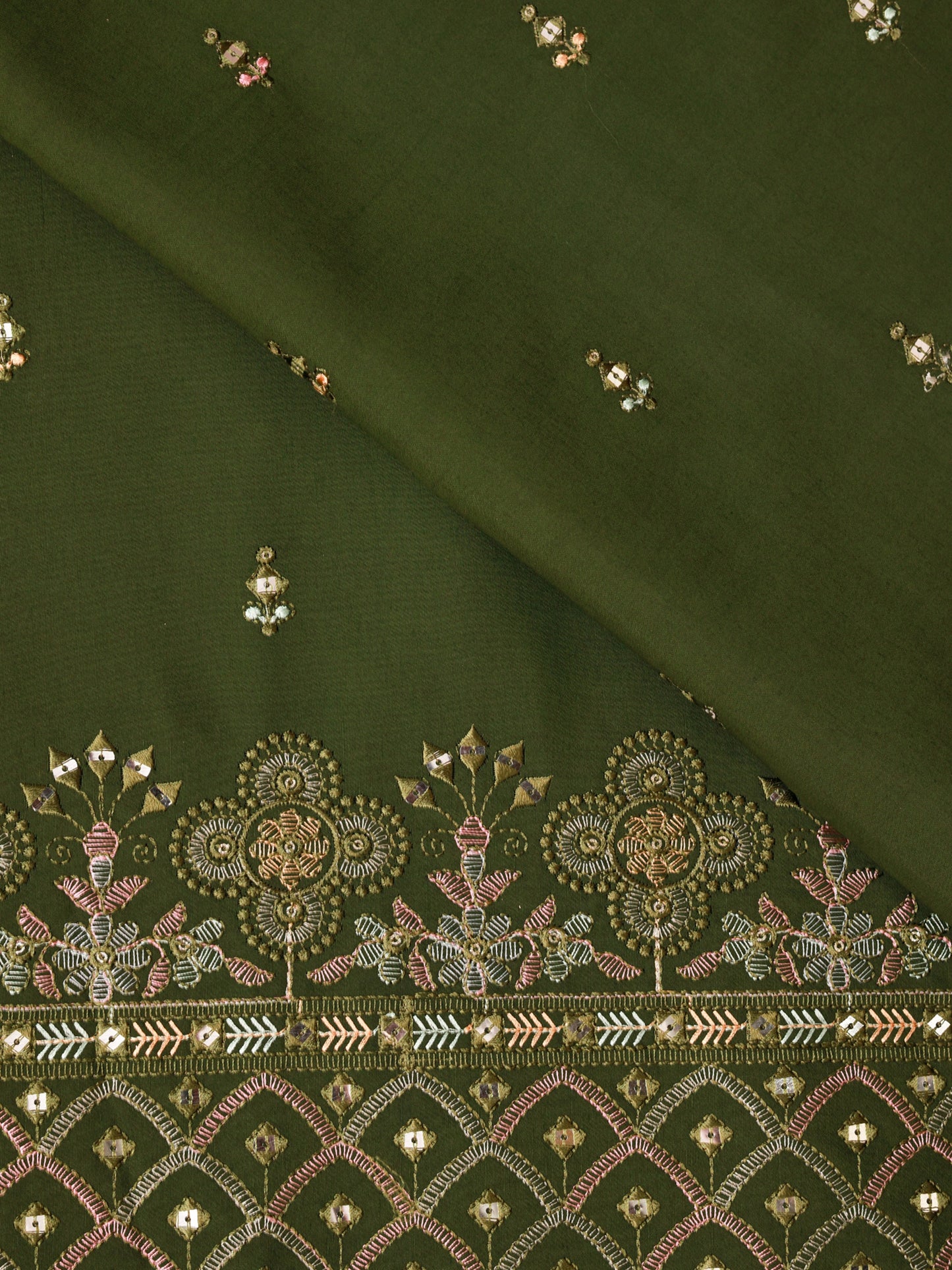 Embroidered Fabric with Sequin & Mirror Accents