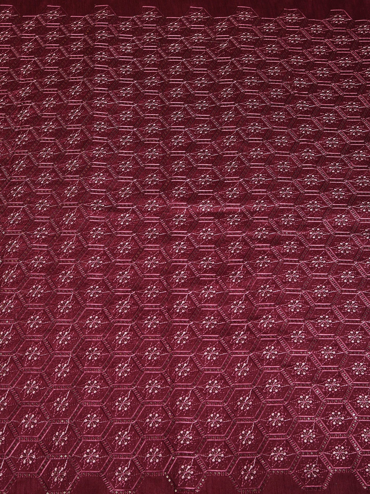 Geometric Embroidered Mono Silk Fabric