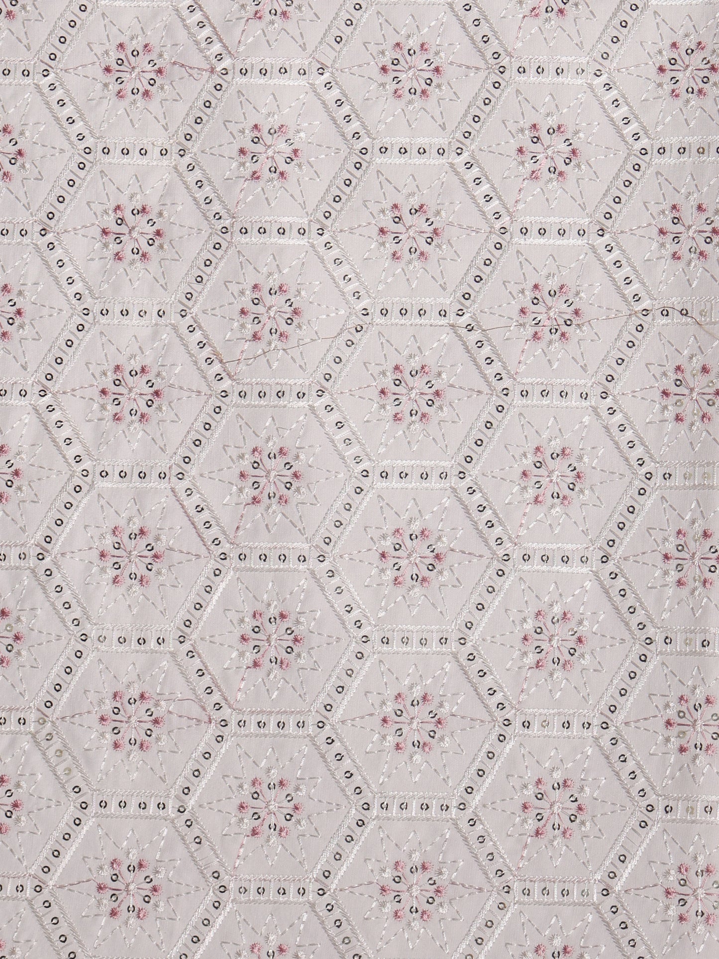 Geometric Embroidered Mono Silk Fabric