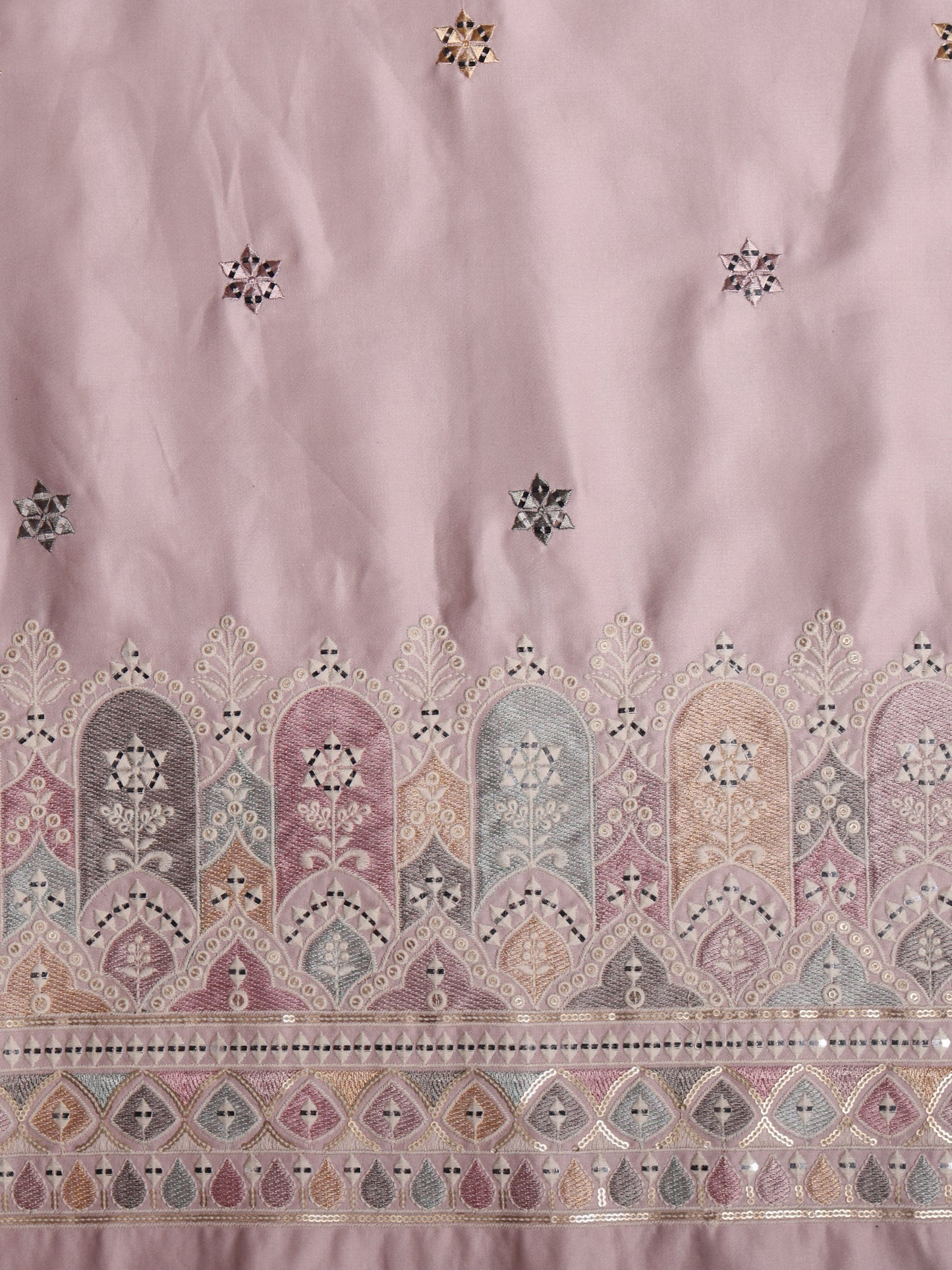 Dome Motif Embroidered Royal Satin Fabric