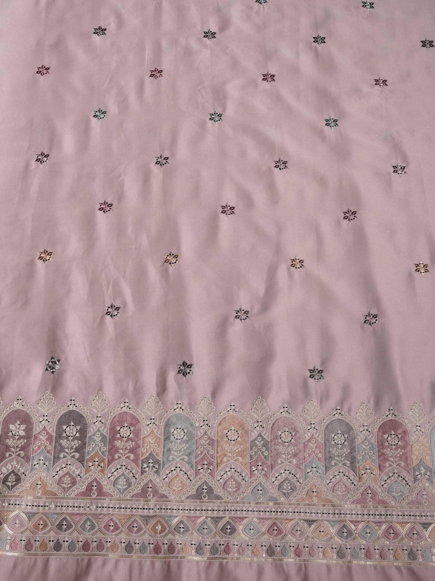 Dome Motif Embroidered Royal Satin Fabric