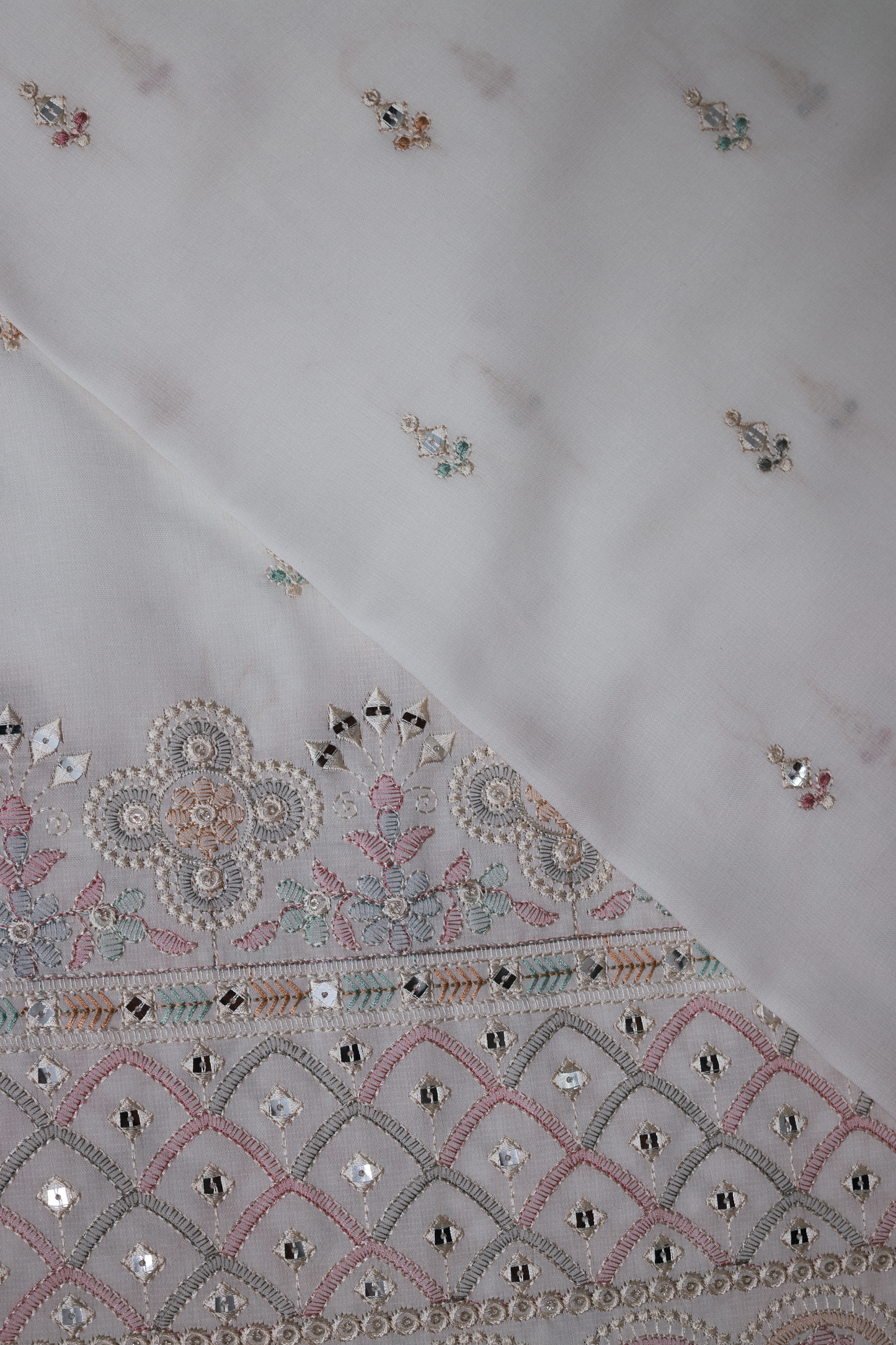 Embroidered Fabric with Sequin & Mirror Accents