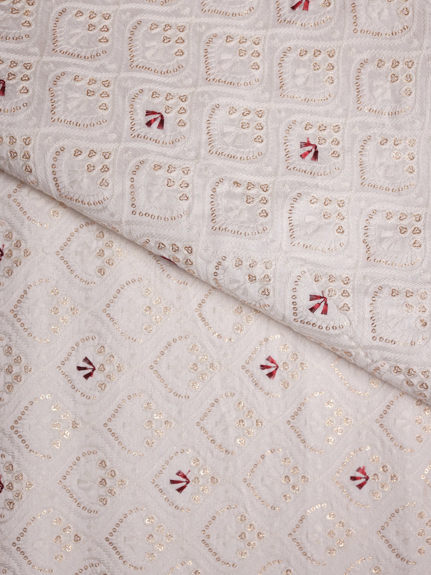 Hexa Embroidered Mono Silk Fabric