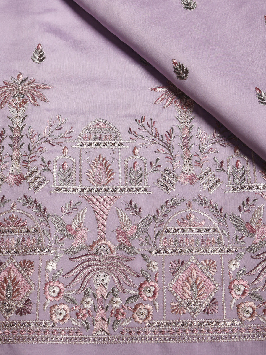 Mughal-inspired motifs with floral patterns in Viscose Fabric