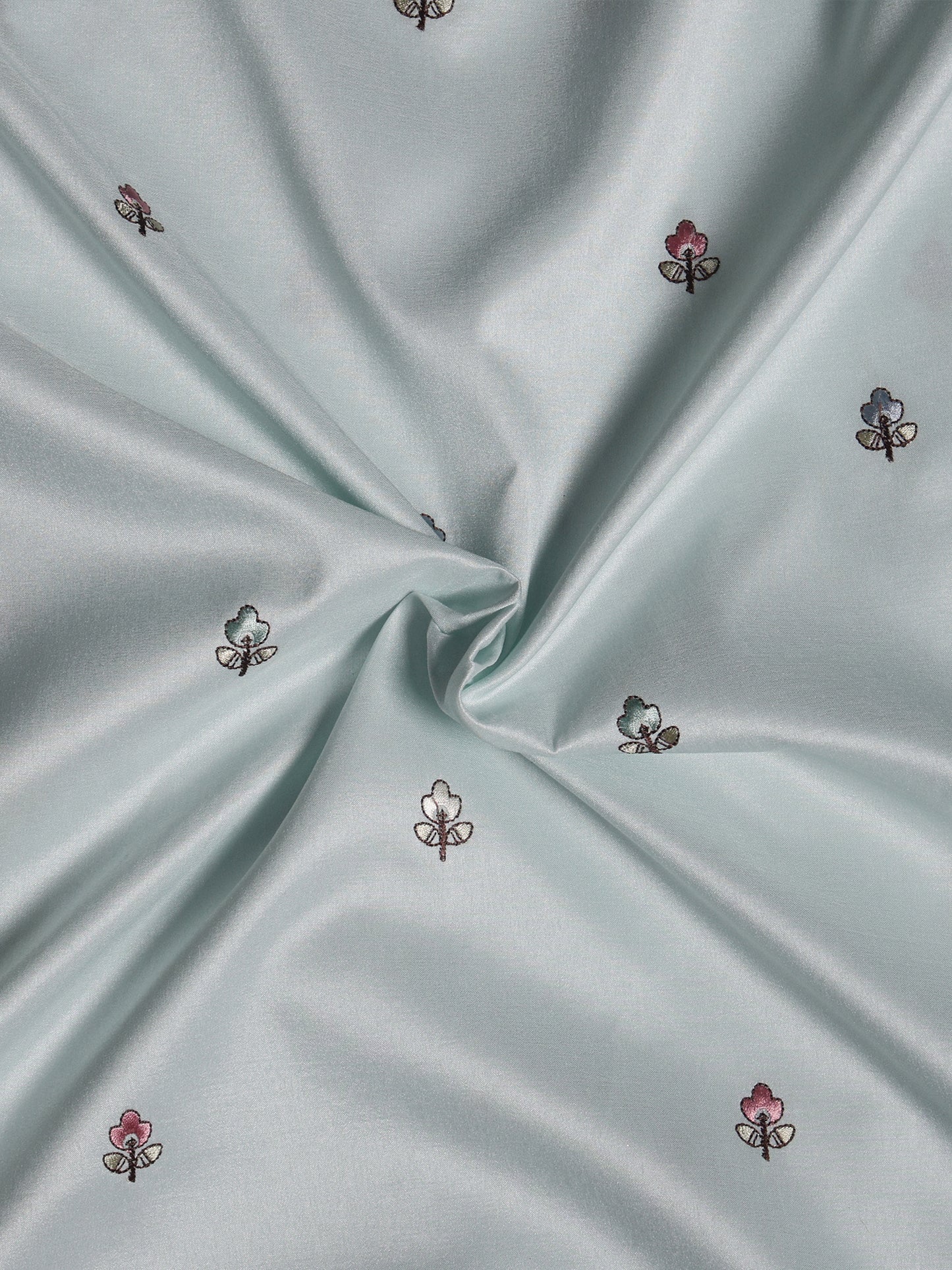 Delicate Garden-Inspired Multicolor Floral Embroidered Viscose Silk Fabric