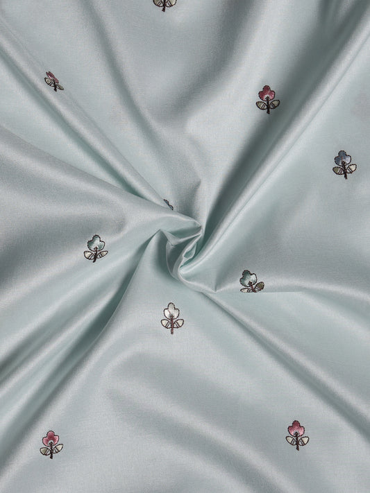 Delicate Garden-Inspired Multicolor Floral Embroidered Viscose Silk Fabric