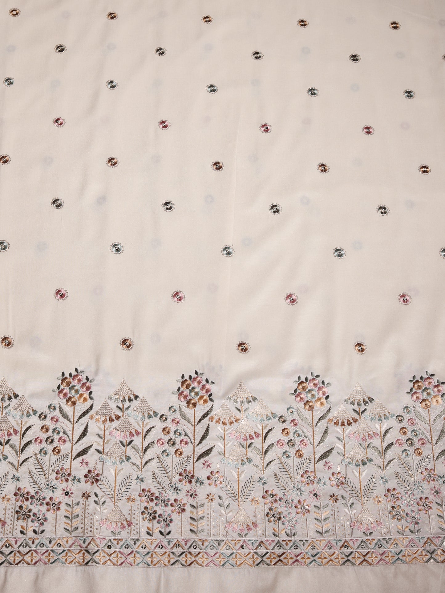 Viscose Silk Fabric with Butta & Heavy Border Work