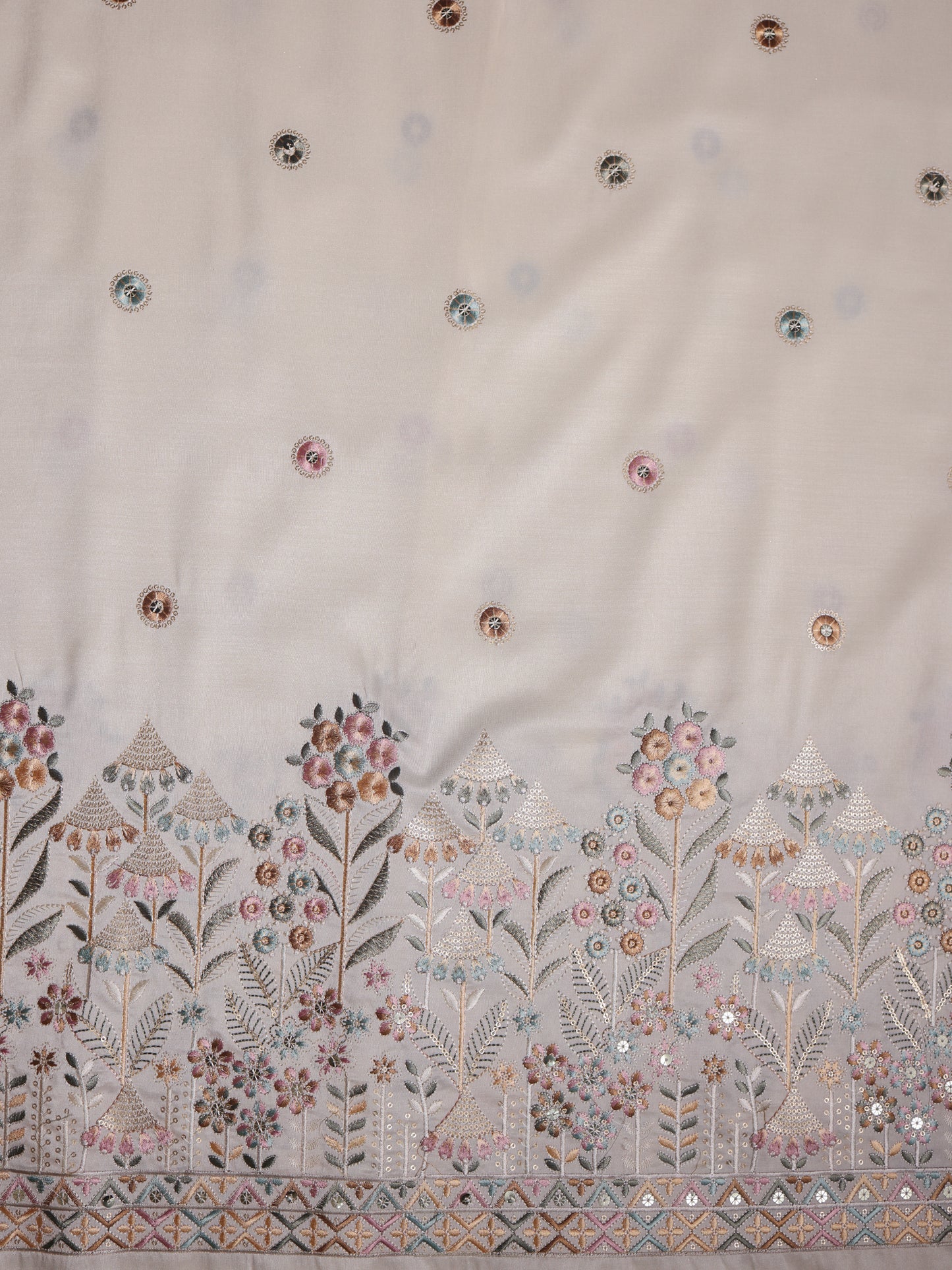 Viscose Silk Fabric with Butta & Heavy Border Work