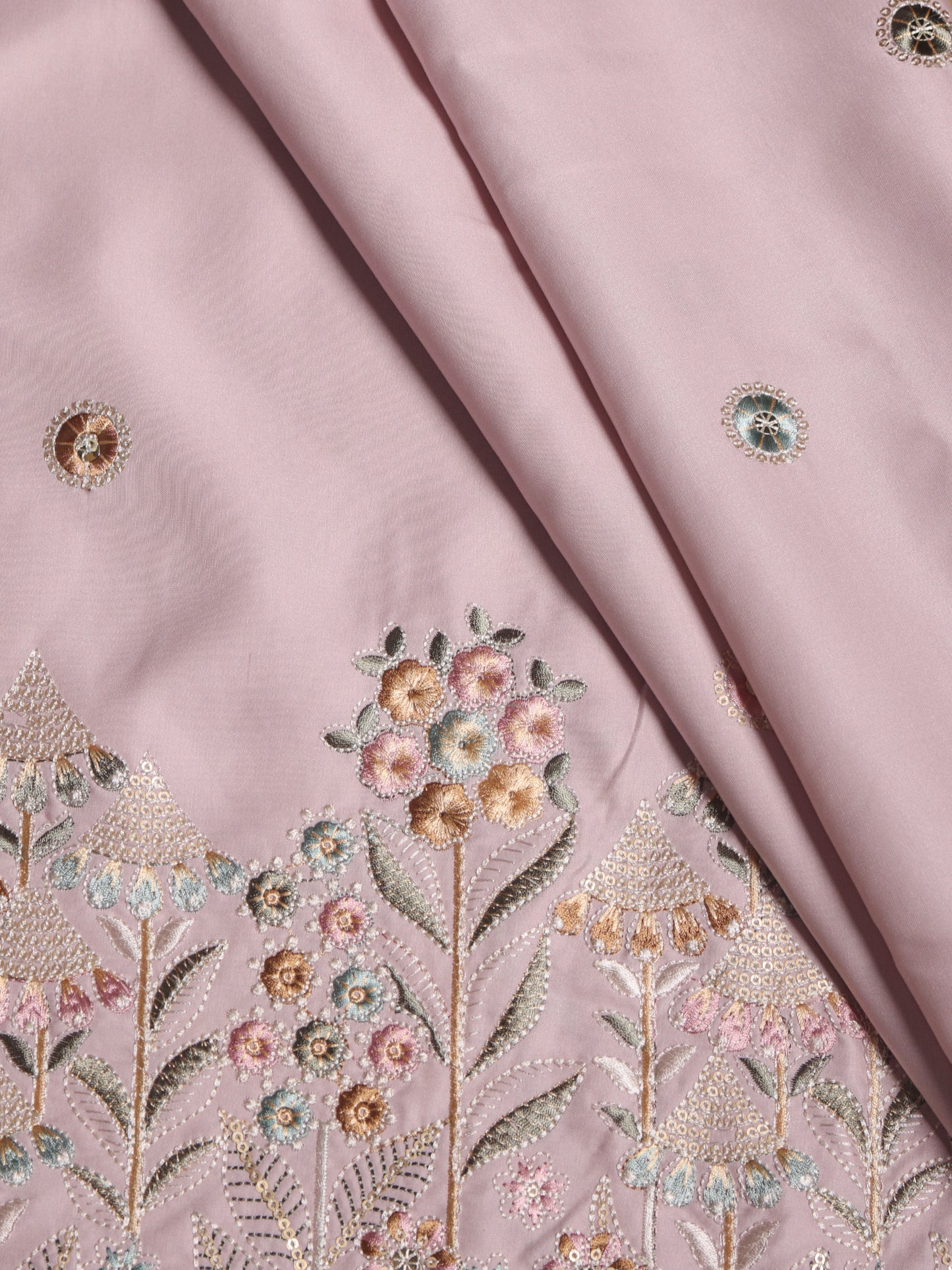 Viscose Silk Fabric with Butta & Heavy Border Work