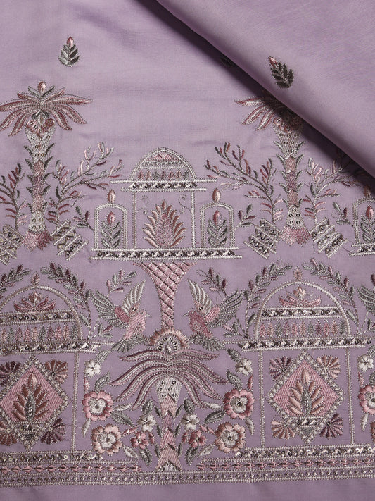 Mughal-inspired motifs with floral patterns in Viscose Fabric