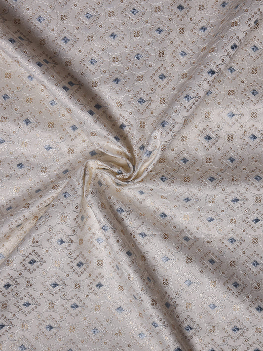 Diamond Embroidered Viscose Silk Fabric with Sequin Accents