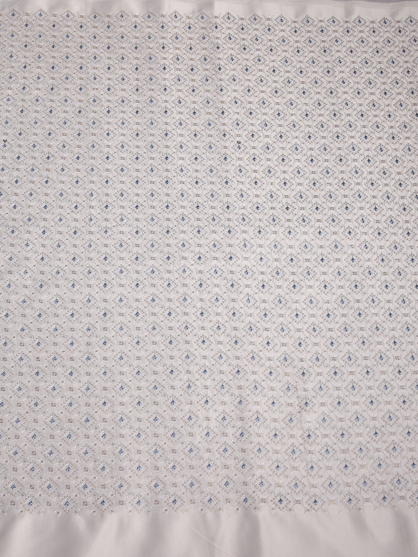 Diamond Embroidered Viscose Silk Fabric with Sequin Accents