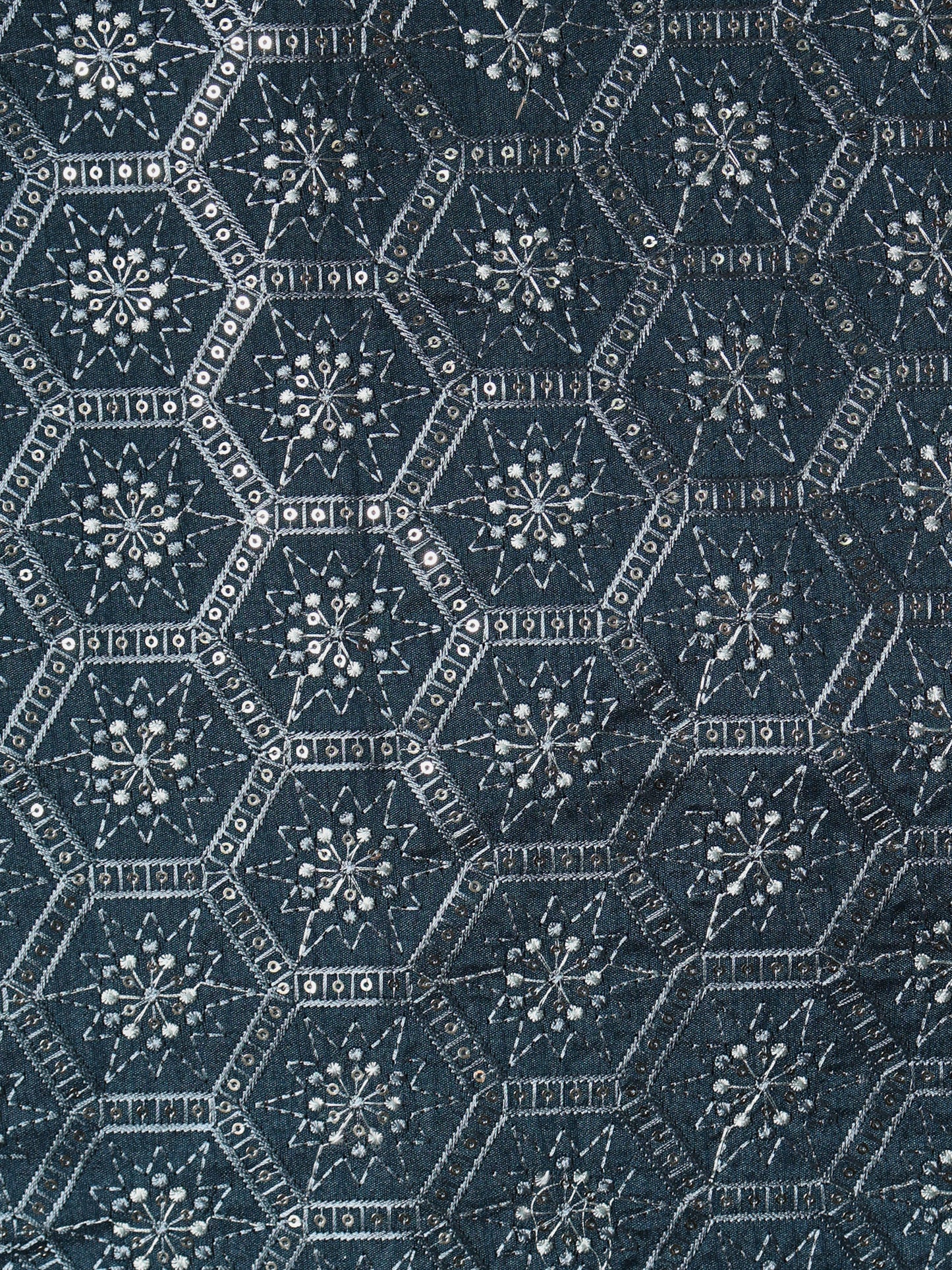 Geometric Embroidered Mono Silk Fabric
