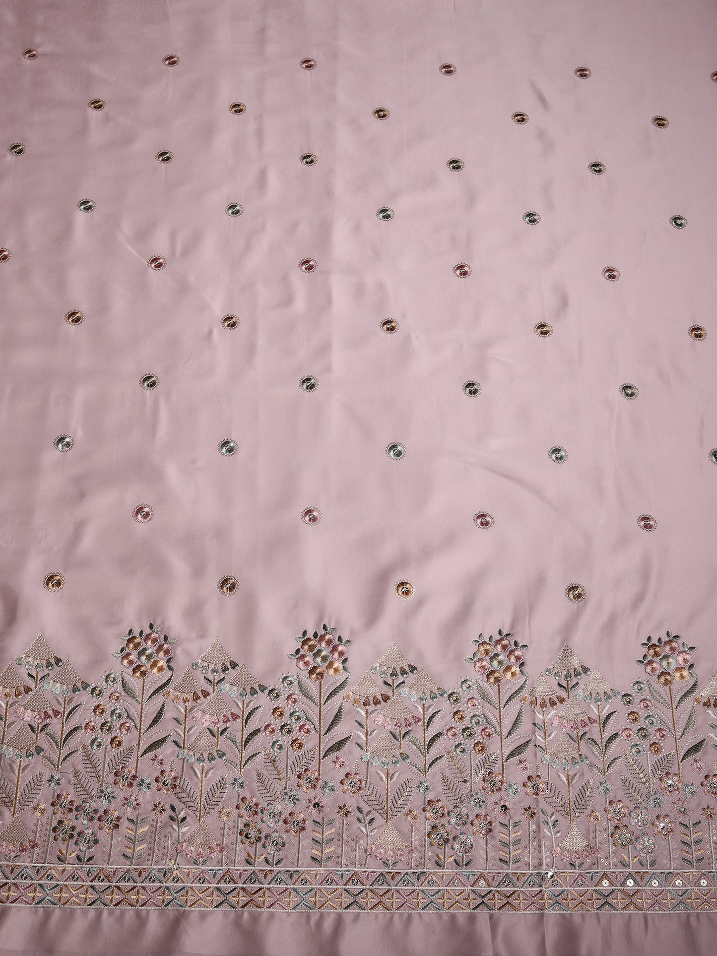 Viscose Silk Fabric with Butta & Heavy Border Work