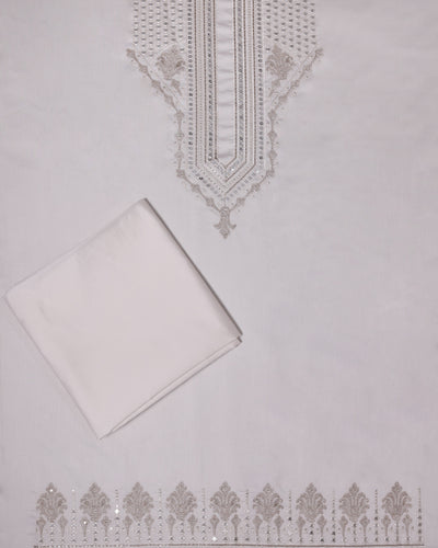 Thread & Sequin Neck Panel on Roman Silk