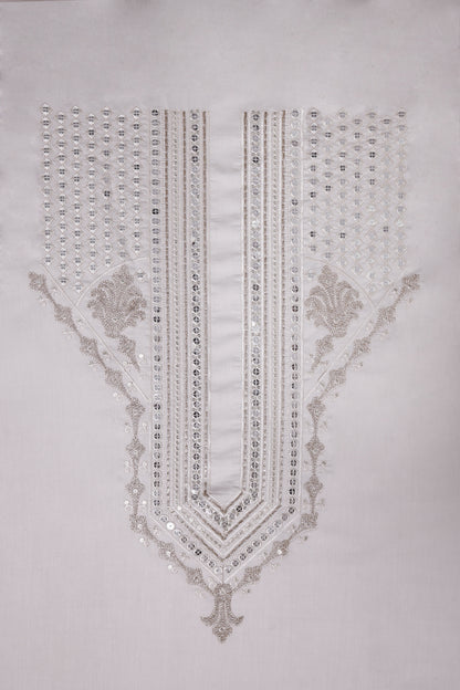 Thread & Sequin Neck Panel on Roman Silk