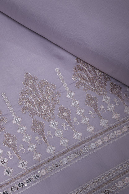 Thread & Sequin Neck Panel on Roman Silk