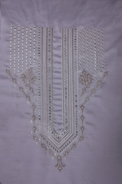 Thread & Sequin Neck Panel on Roman Silk