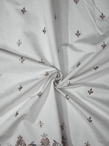 Embroidered Fabric with Floral Sequin Border – Premium Ethnic Fabric