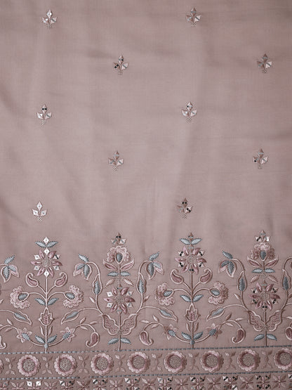 Embroidered Fabric with Floral Sequin Border – Premium Ethnic Fabric