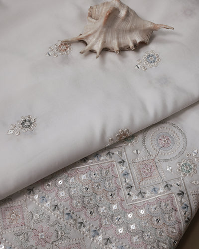 Embroidered Fabric with Sequin & Mirror Work Detailing