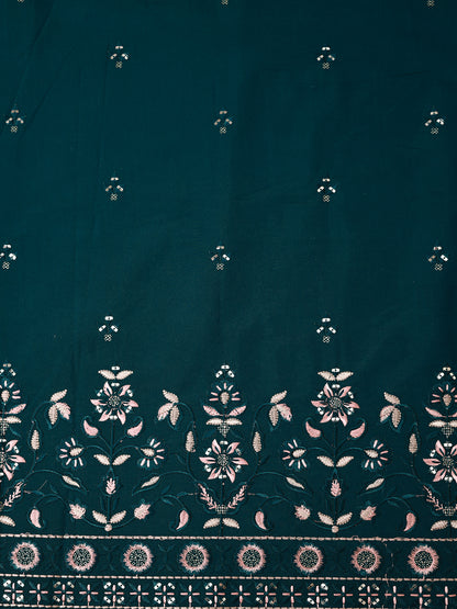 Embroidered Fabric with Floral Sequin Border – Premium Ethnic Fabric