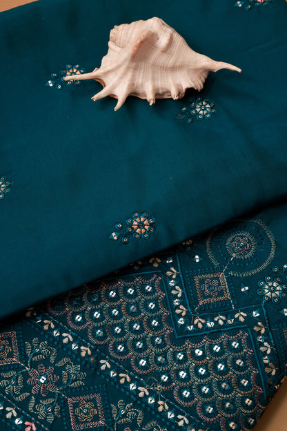Embroidered Fabric with Sequin & Mirror Work Detailing