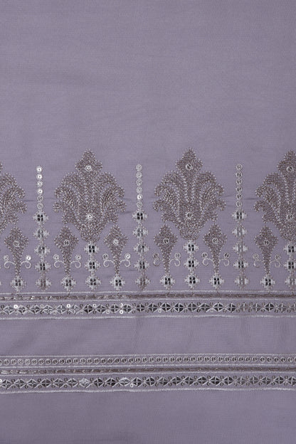 Thread & Sequin Neck Panel on Roman Silk