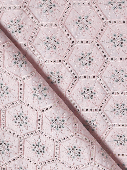 Geometric Embroidered Mono Silk Fabric