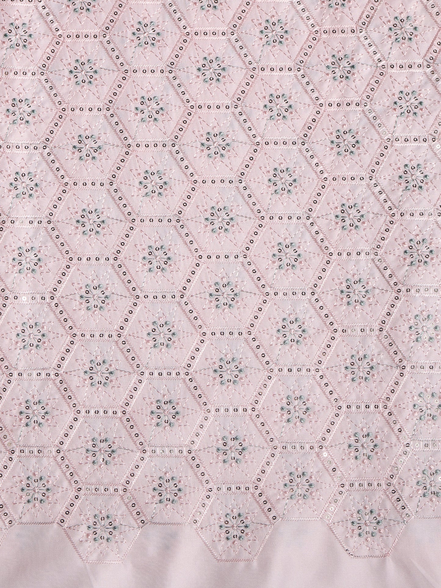 Geometric Embroidered Mono Silk Fabric