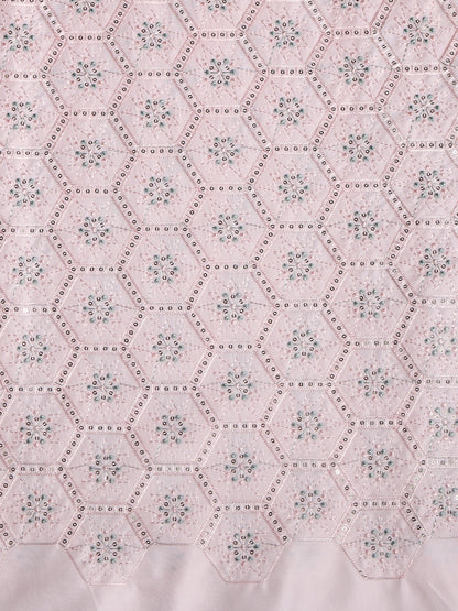 Geometric Embroidered Mono Silk Fabric