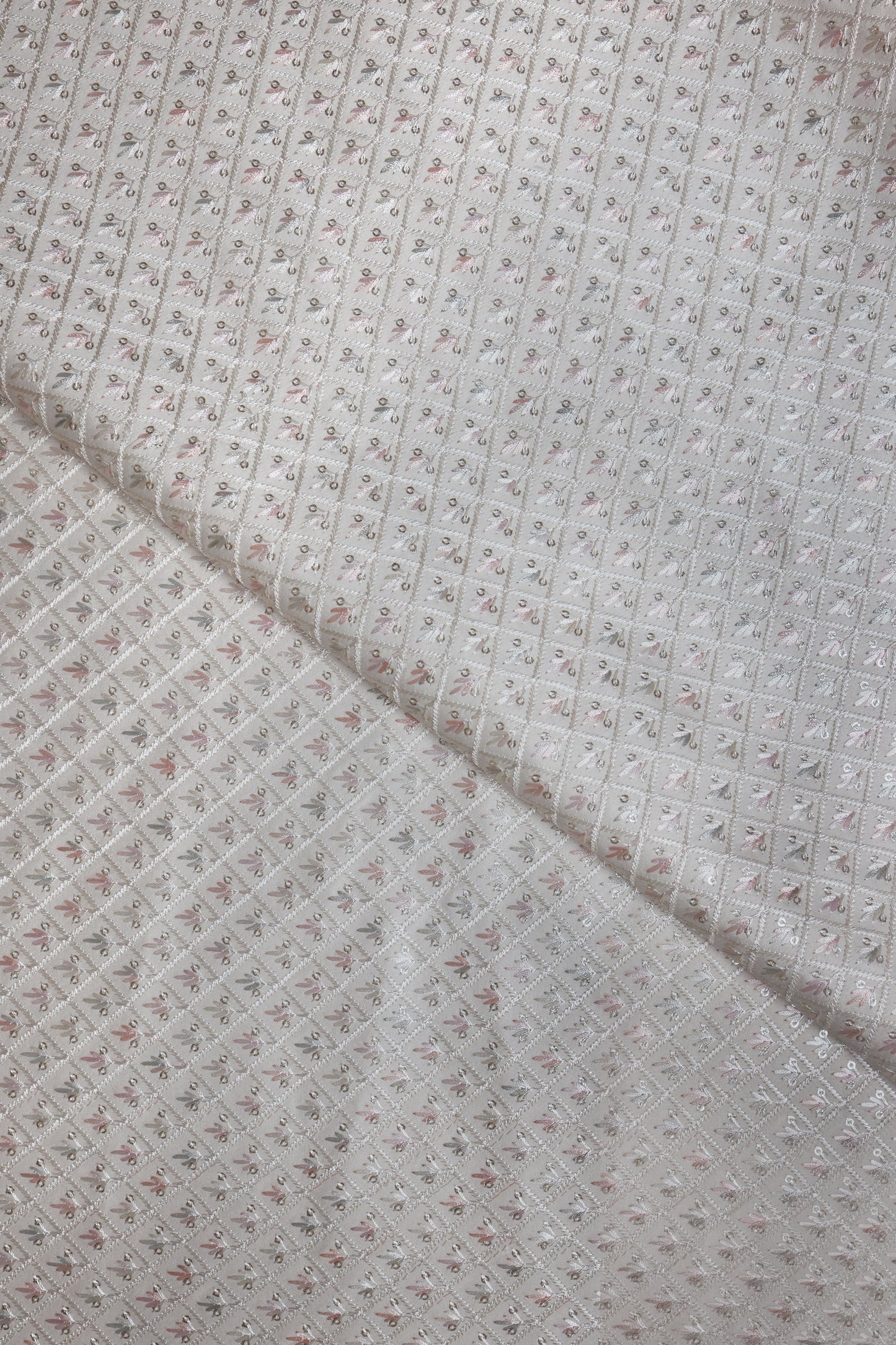 Gray Hexa Repeat Pattern On Silk