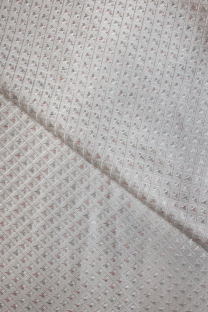 Gray Hexa Repeat Pattern On Silk