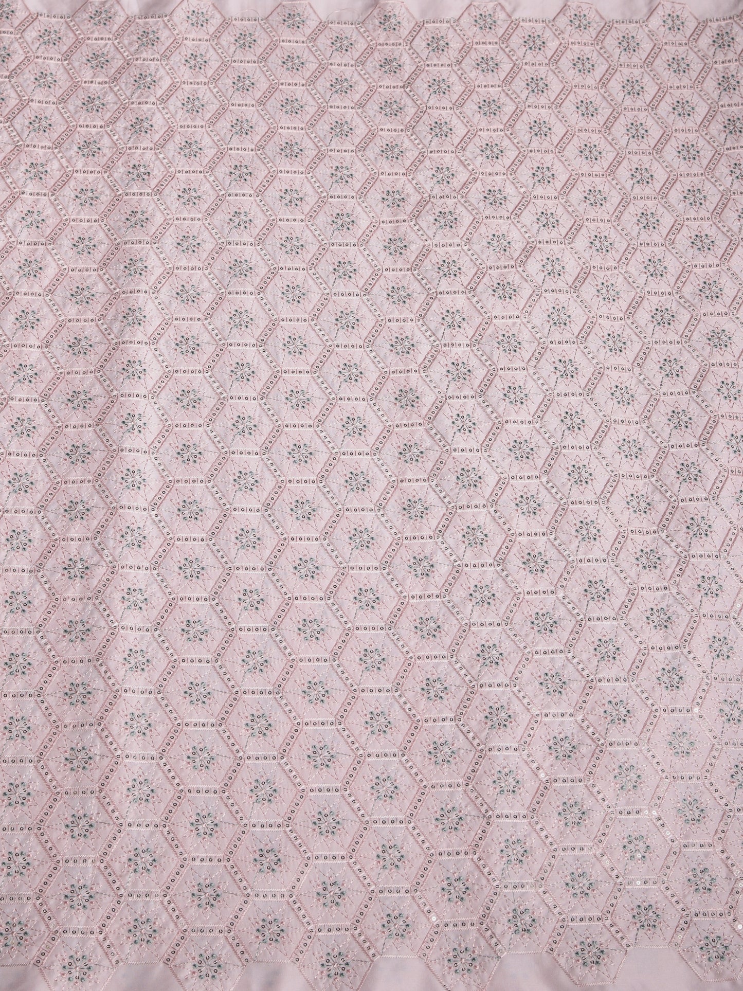 Geometric Embroidered Mono Silk Fabric