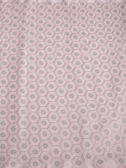 Geometric Embroidered Mono Silk Fabric