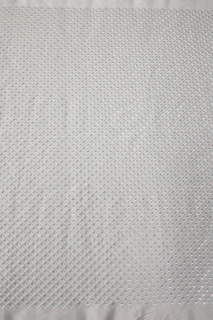 Gray Hexa Repeat Pattern On Silk