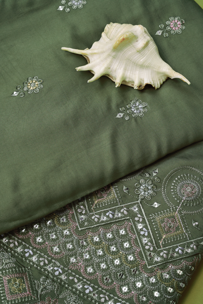 Embroidered Fabric with Sequin & Mirror Work Detailing