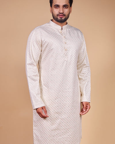 Festive Kurta with Elegant Patterned Embroidery
