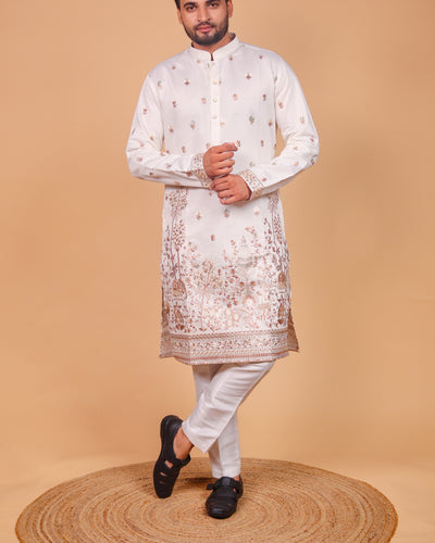 Men's Geometric Dotted Motif Kurta