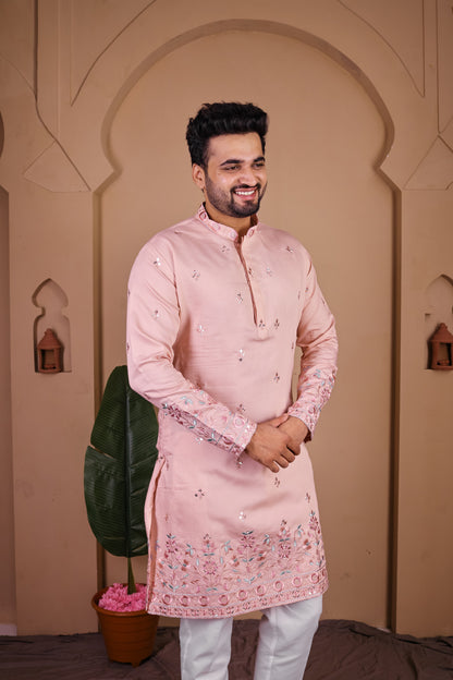 Artisan Kurta with Intricate Tree & Nature-Inspired Embroidery