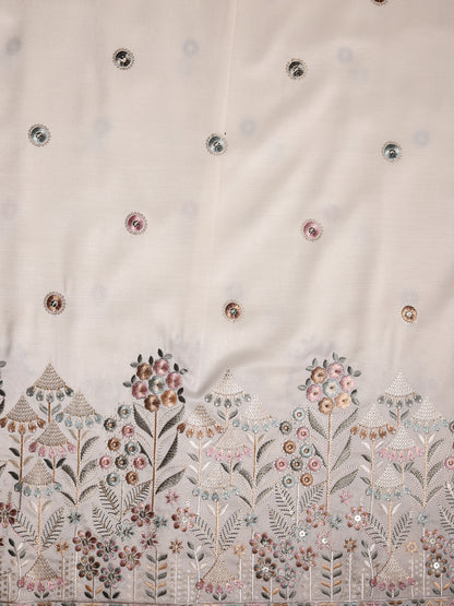 Viscose Silk Fabric with Butta & Heavy Border Work