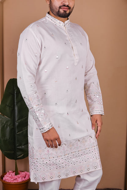 Festive Kurta with Symmetrical Thread Embroidery