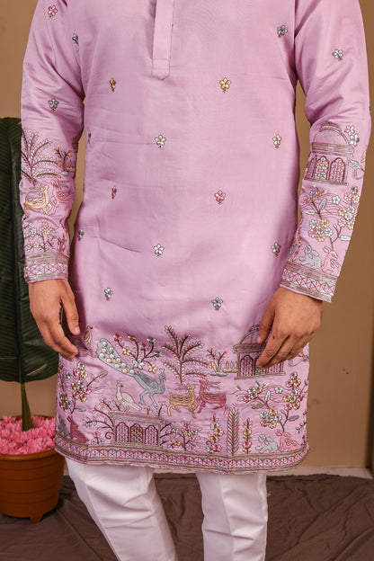 Intricate Animalia & Botanical Kurta