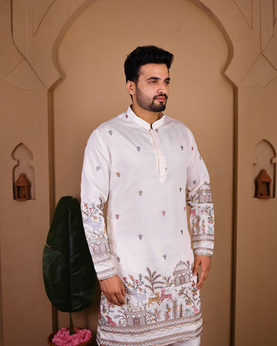 Intricate Animalia & Botanical Kurta