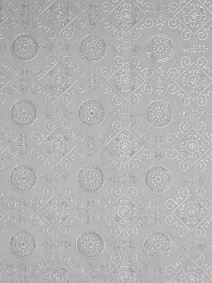 Embroidered Fabric with Geometric Floral Pattern