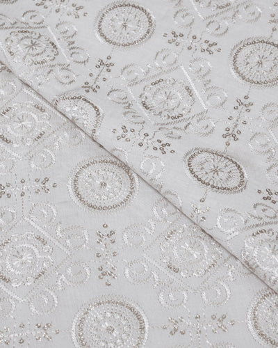 Embroidered Fabric with Geometric Floral Pattern